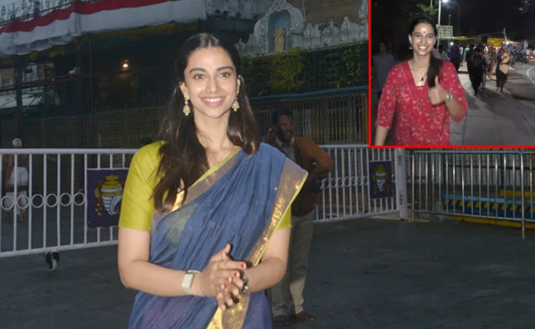 Meenakshi Chaudhary reach Tirumala by Alipiri