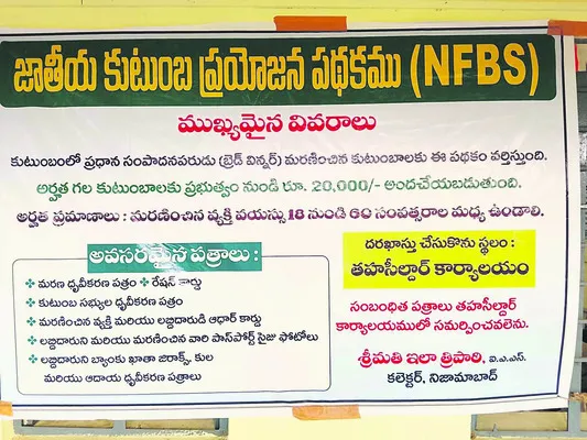 కుటుంబ పెద్ద మరణిస్తే రూ.20 వేలు