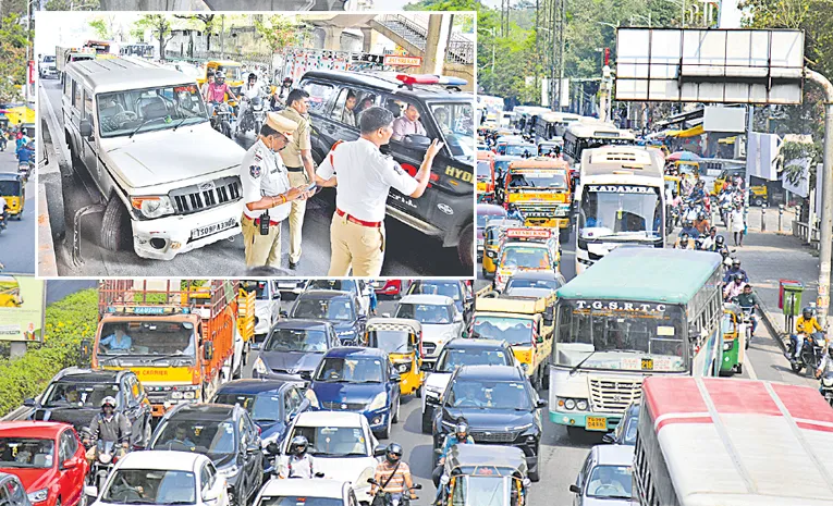 traffic jam at esi after police vehicle hits divider