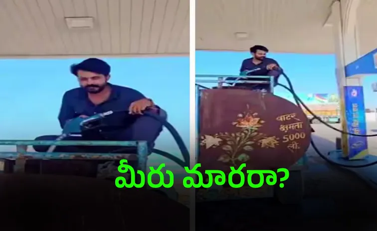  man filling thousands of litres of fuel in water tanker