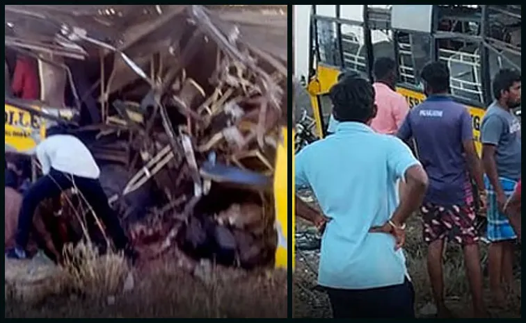 కాలేజీ బస్సును ఢీ కొట్టిన రైలు.. 15 మందికి గాయాలు