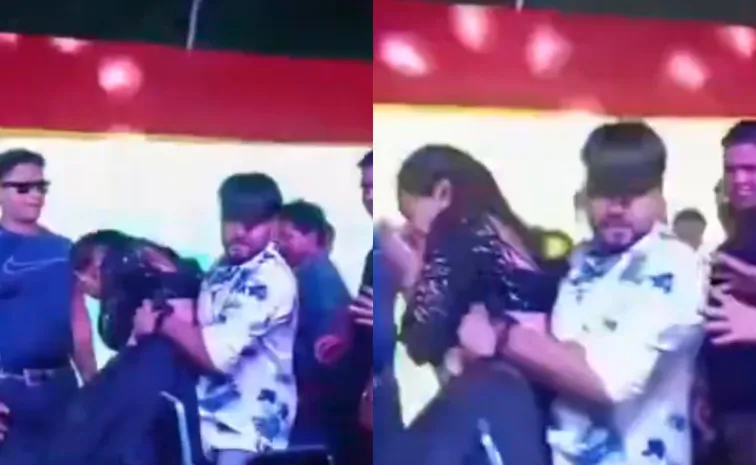 Bhojpuri singer Dhananjay Sharma throws dancer into crowd