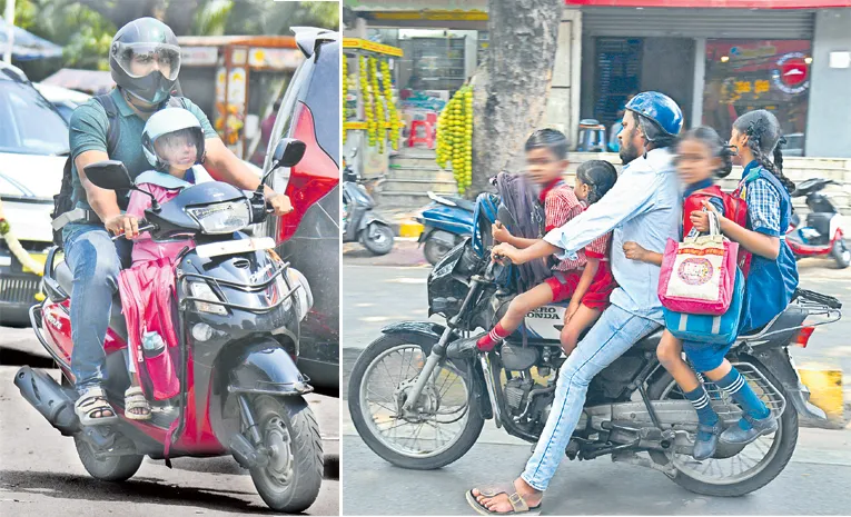 hyderabad bike safety one child helmet vs four kids risky ride