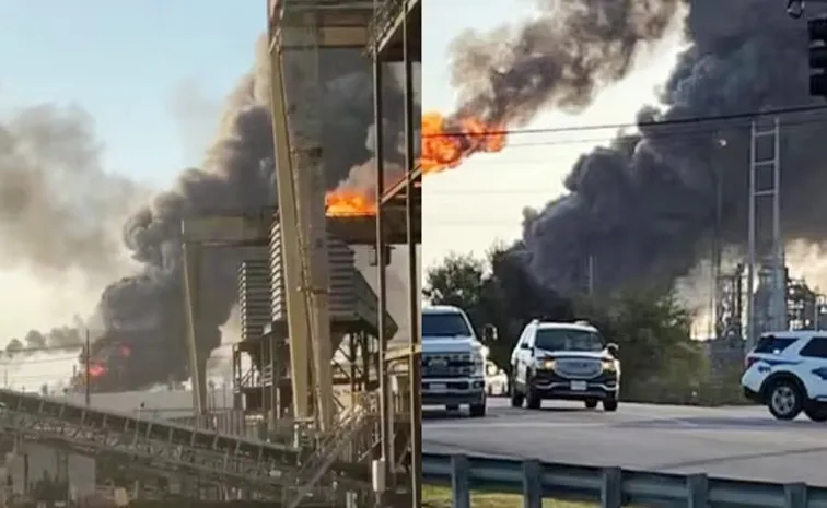 Massive fire accident Valero Port Arthur Refinery in Texas 
