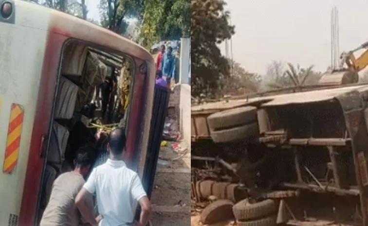 Bus Overturns In Chhattisgarh