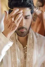 Allu Sirishs Shanku-Chakram Mehendi At His Wedding 