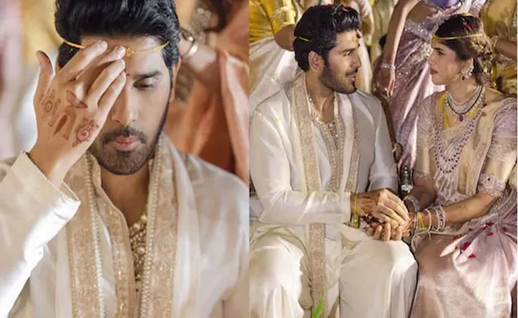 Allu Sirishs Shanku-Chakram Mehendi At His Wedding 