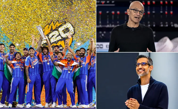 India Wins T20 World Cup Sundar Pichay and Satya Nadella Tweets