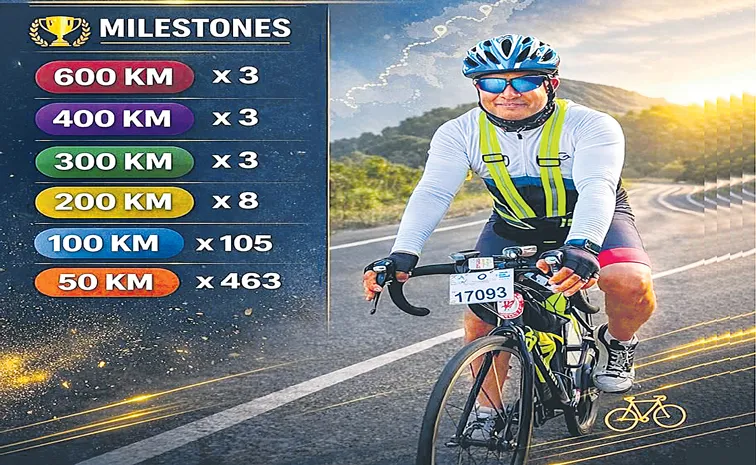 Cycle Rider gv Srinivas Reddy wins Randonnur Titles