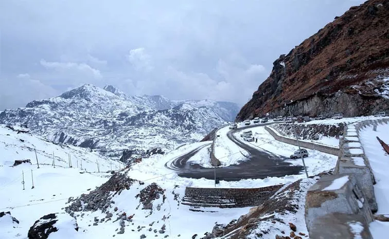 Nathu-La mountain pass in the Himalayas in East Sikkim district.
