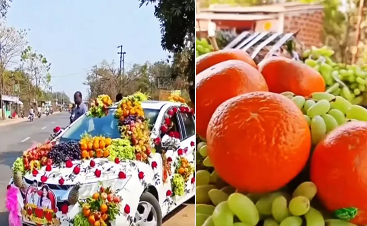 wedding car decoration with fruits and snack goes viral