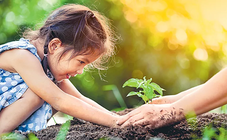 Planting trees with children during summer holidays1