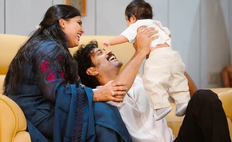 tollywood hero Thiruveer named their son on second wedding anniversary