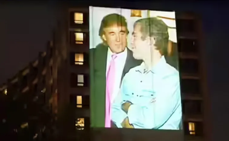 Trump And Epstein Videos Projected Onto Washington DC Buildings