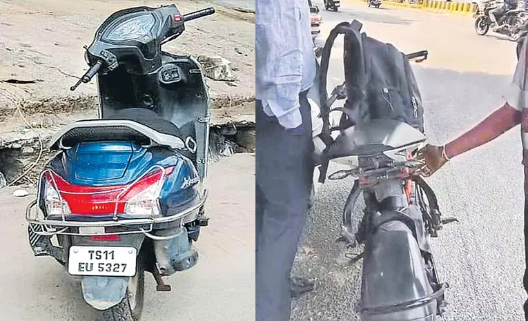 Raidurgam traffic police bike without number plate case