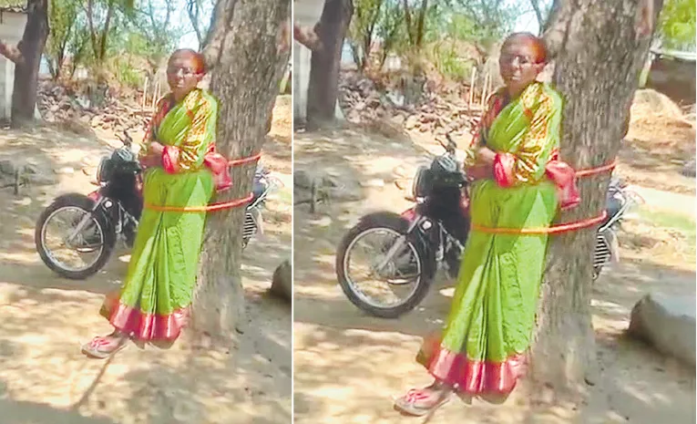 Villagers tie Anganwadi teacher to tree over husband alleged fraud