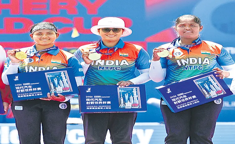 India win womens recurve team gold medal In Archery World Cup