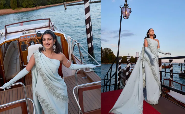 Radhika Merchant Audrey Hepburn Inspired Tago Saree Gown By Givenchy Venice Gala