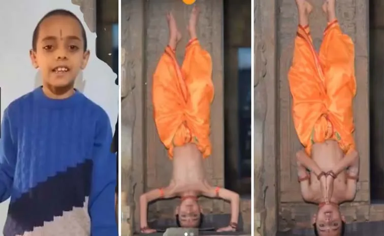 8 year old Karnataka boy recites Shiv Tandav Stotram in Shirshasana 