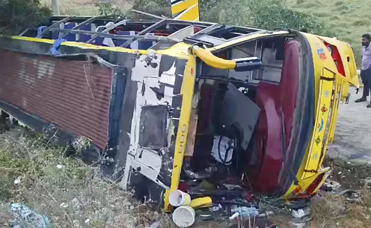 Tourist Bus Accident At Nellore District