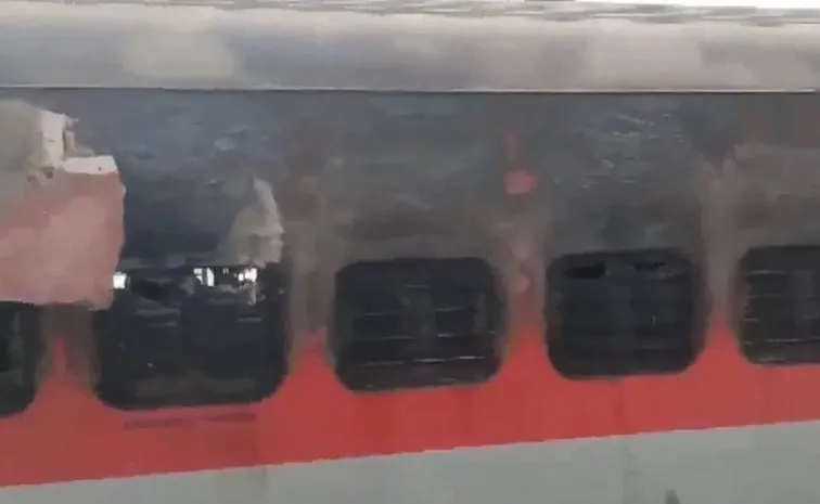 Massive Fire Engulfs Train Coach at Madhubani Station