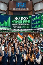 India Stock Markets Surge State Election Results Investor Sentiment Sensex Nifty