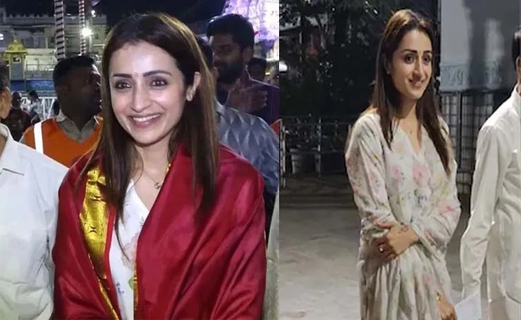 Trisha visited Venkateswara Temple Tirumala wearing a Rs 12,000 ivory suit
