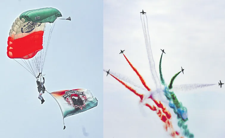 Women Air Warrior Drill Team And Sukhoi-30 MKI Aircraft Maneuvers Hyderabad Dundigal