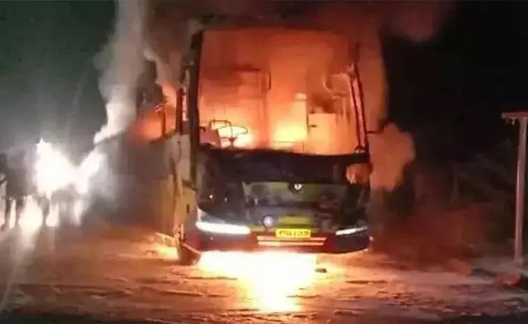 Another private travel bus catches fire in Andhra Pradesh