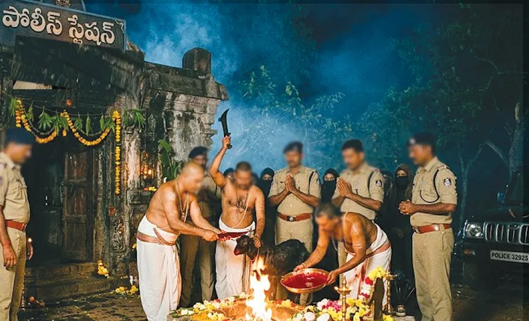 అర్ధరాత్రి పోలీసుల రహస్య పూజలు..స్టేషన్‌లో మేక బలి!