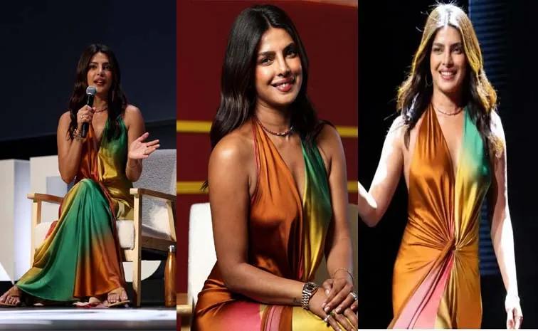 శాటిన్ హాల్టర్ డ్రెస్‌లో పుత్తడి బొమ్మలా ప్రియాంక చోప్రా..! 
