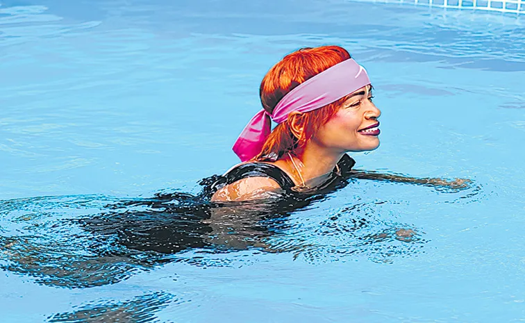 Nurse Annamma Trueb Vayalunkal starts aqua yoga in swimming pool