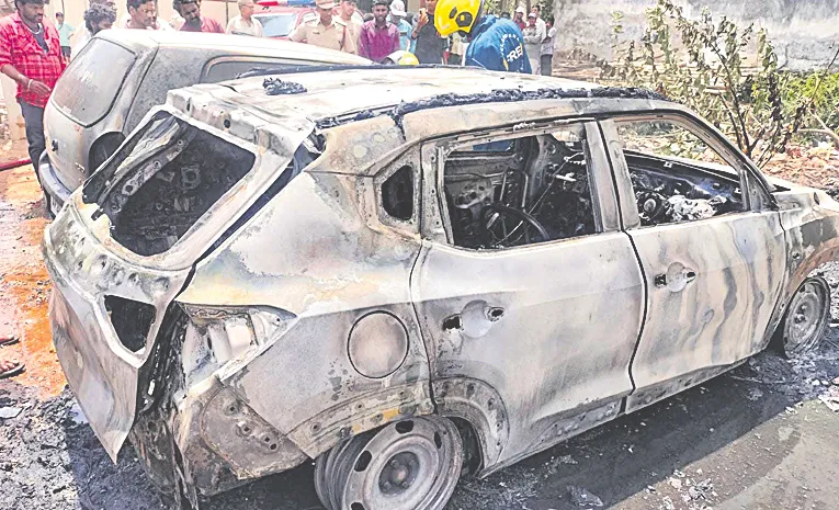 Boduppal Fire Destroys Two Parked Cars