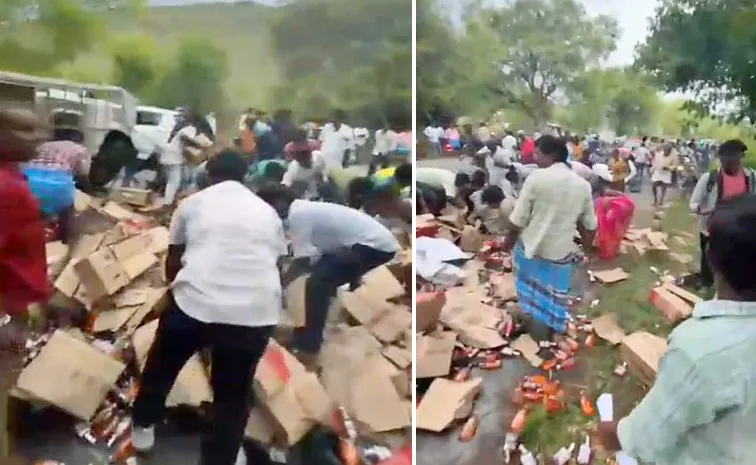 Liquor Transport Van Accident At Chittoor district