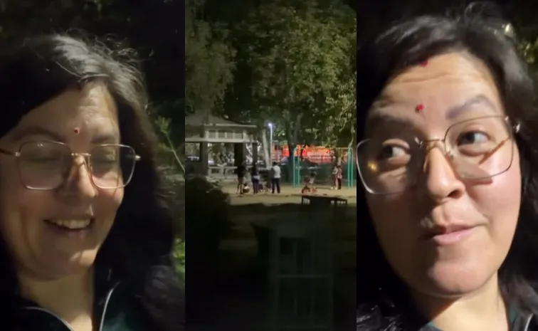 Mexican Woman Shocked to See People Walking in Delhi Park at Midnight