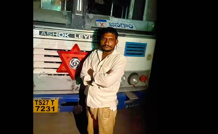 Drunk man runs over RTC bus after getting drunk