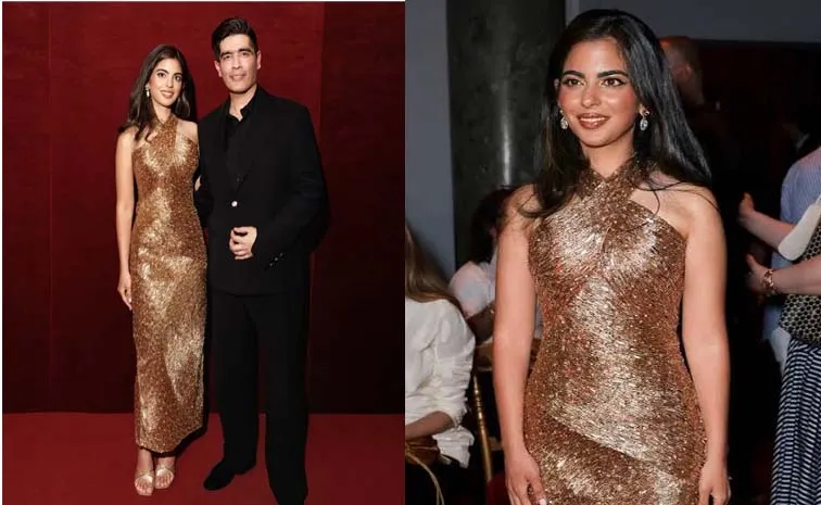 Isha Ambani dazzles in handmade gold gown in Manish Malhotra Collections