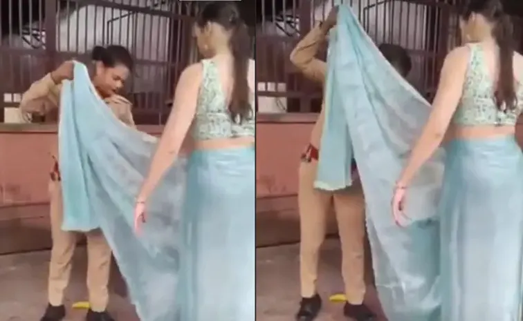Agra Police Constable Wins Hearts by Helping Tourist Drape Saree at Taj Mahal