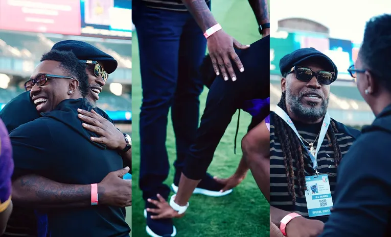 DJ Bravo Touches Chris Gayle Feet As West Indies Reunite At MLC