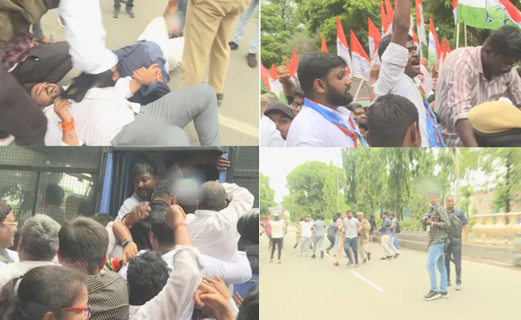 Tension during Congress leaders Chalo Lok Bhavan protest