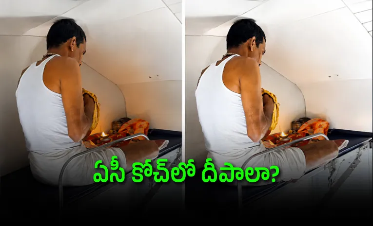 Man performs puja with diya inside moving AC train internet reacts