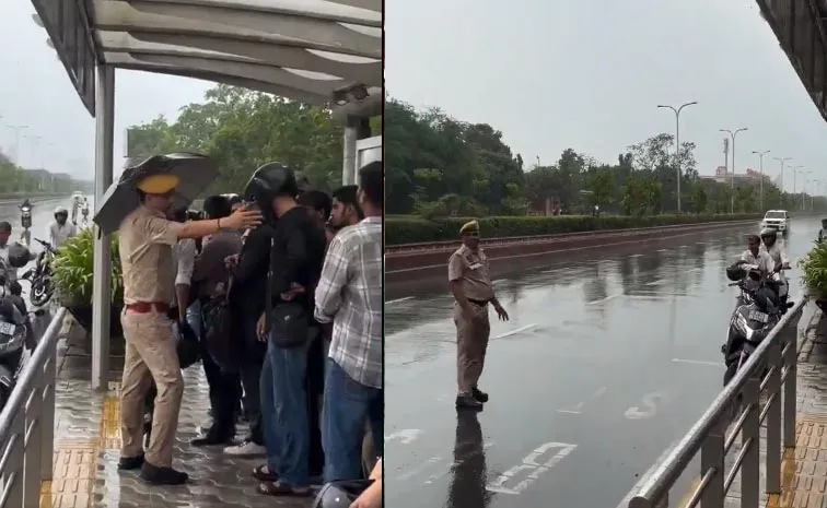 Viral Video: Police Force Commuters from Rain Shelter for VIP Convoy