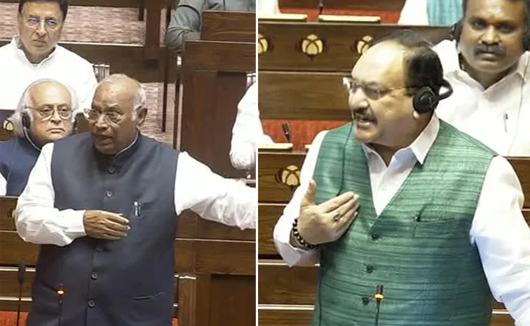 రాజ్యసభలో మాటల మంటలు.. నడ్డా, ఖర్గే మధ్య వాగ్వాదం