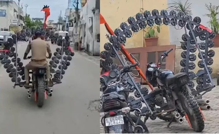 Faridabad man modifies motorcycle with 500 horns for Kanwar Yatra1