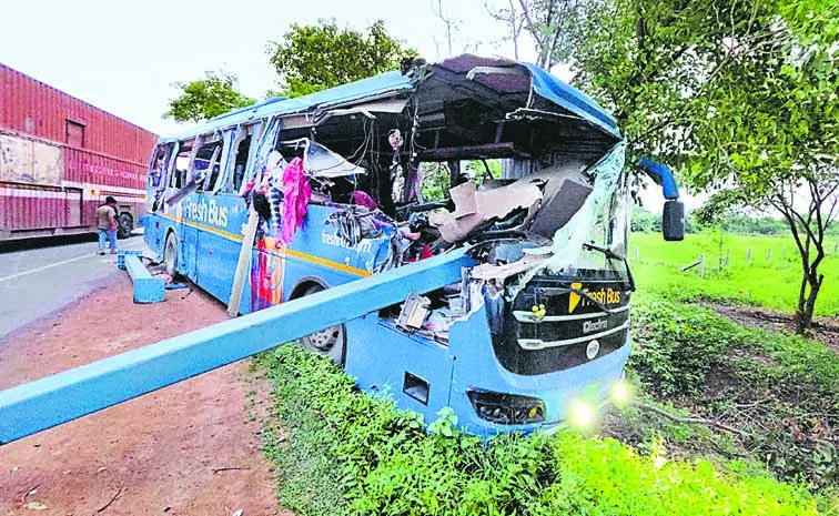 A serious road accident occurred near Kodad in Suryapet district of Telangana