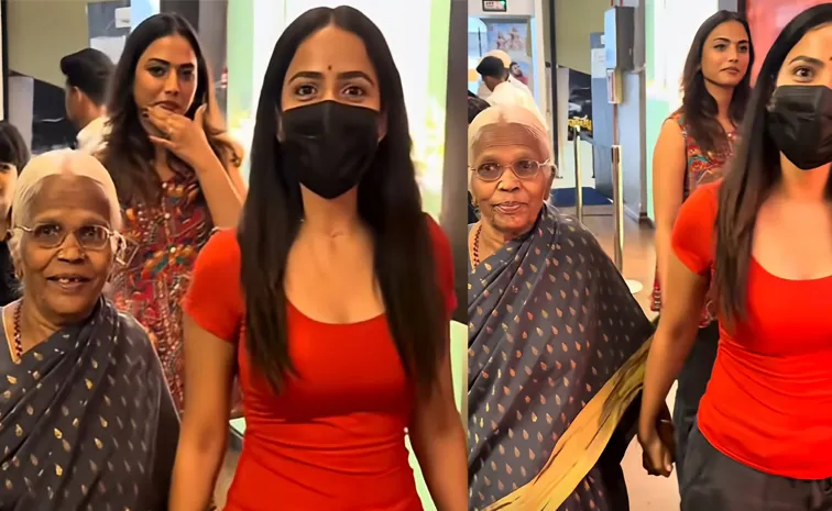 Actress Vaishnavi Chaitanya With Her Family Watched The Irumudi Movie