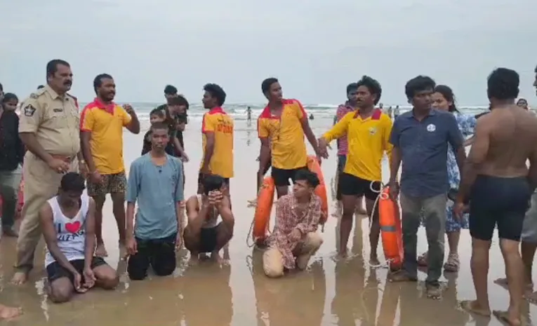 Narrow escape for tourists at Rushikonda Beach Visakhapatnam
