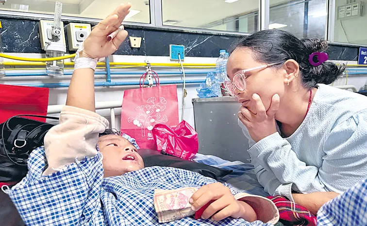 Matti Maya Tamang meets with her son Zoyal Ghale two Days