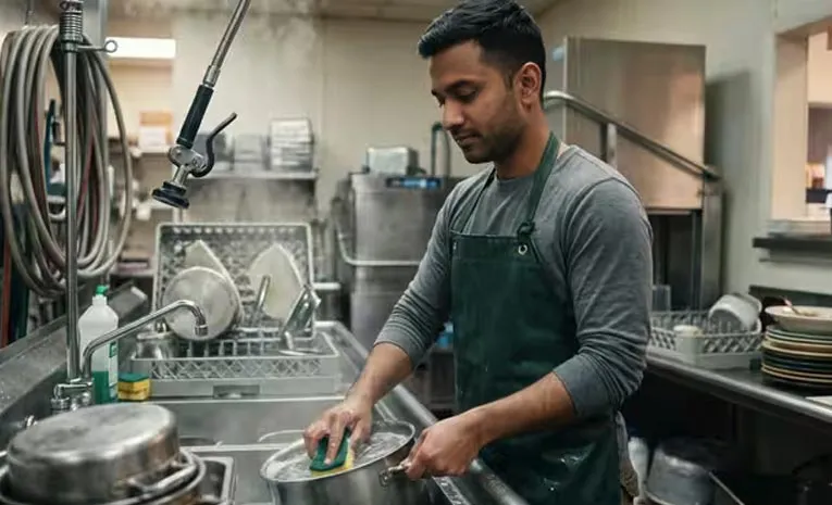 Laid off Corporate Employee Takes Dishwashing Job for Mental Peace Despite Financial Stability