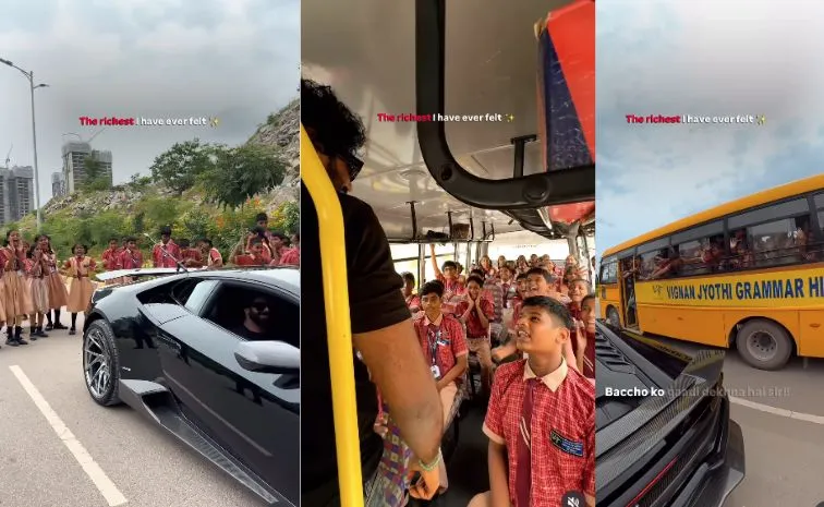  Man Spots Excited Schoolchildren On Bus Surprises Them